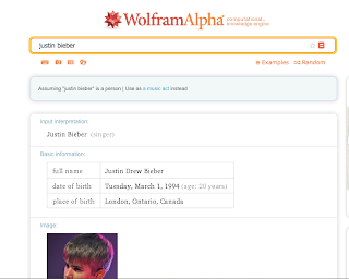 Screenshot of WolfamAlpha.com