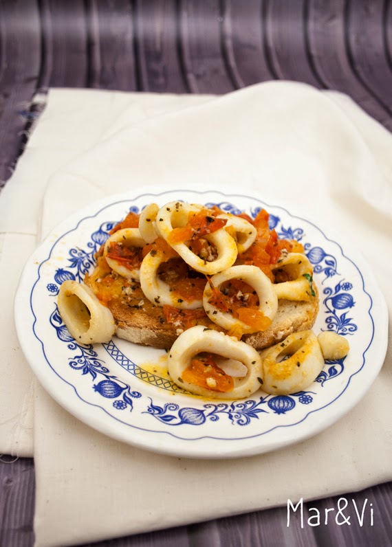 Receta de calamares con tomate