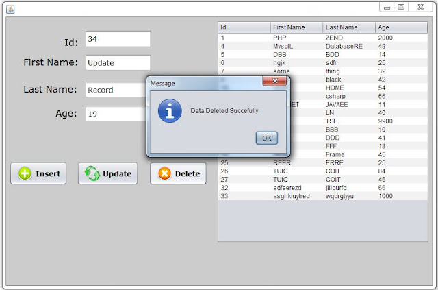 netbeans database remove button