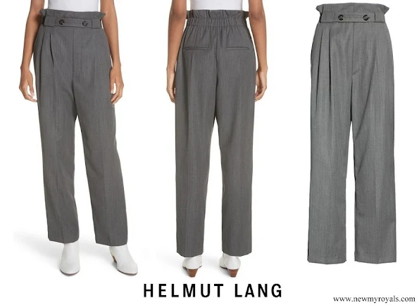 Queen Rania wore a Helmut Lang Paperbag Waist Wool Gabardine Pants