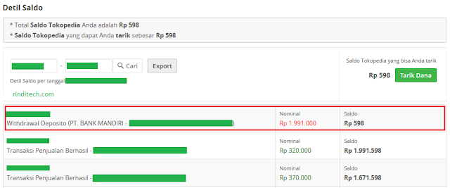 Cara Mencairkan Saldo Uang dari Tokopedia ke Rekening Pribadi