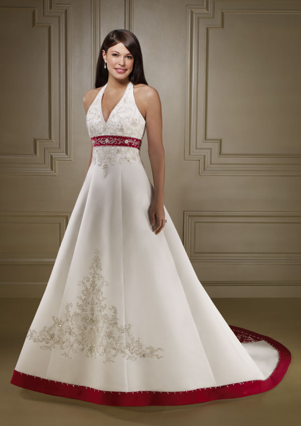 Red and White Wedding Dress Designs For Christmas Day