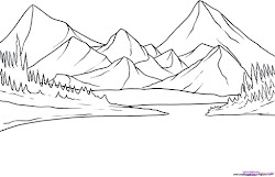 easy mountain mountains drawing draw sketch drawings coloring