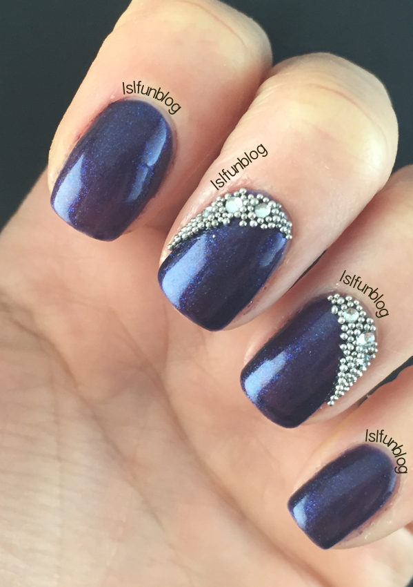 LSL's FUN BLOG Navy Blue and Crystals Gel Nail Design With MelodySusie