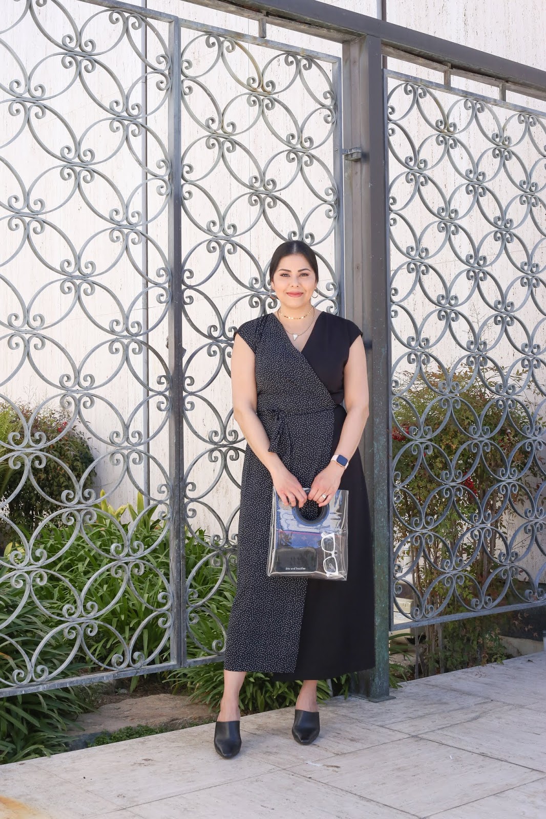 how to wear a black and white dress for spring top shop mules, maxi wrap dress, how to style a maxi wrap dress