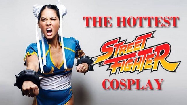 Belas modelos cosplayers caracterizadas de personagens do game Street Fighter