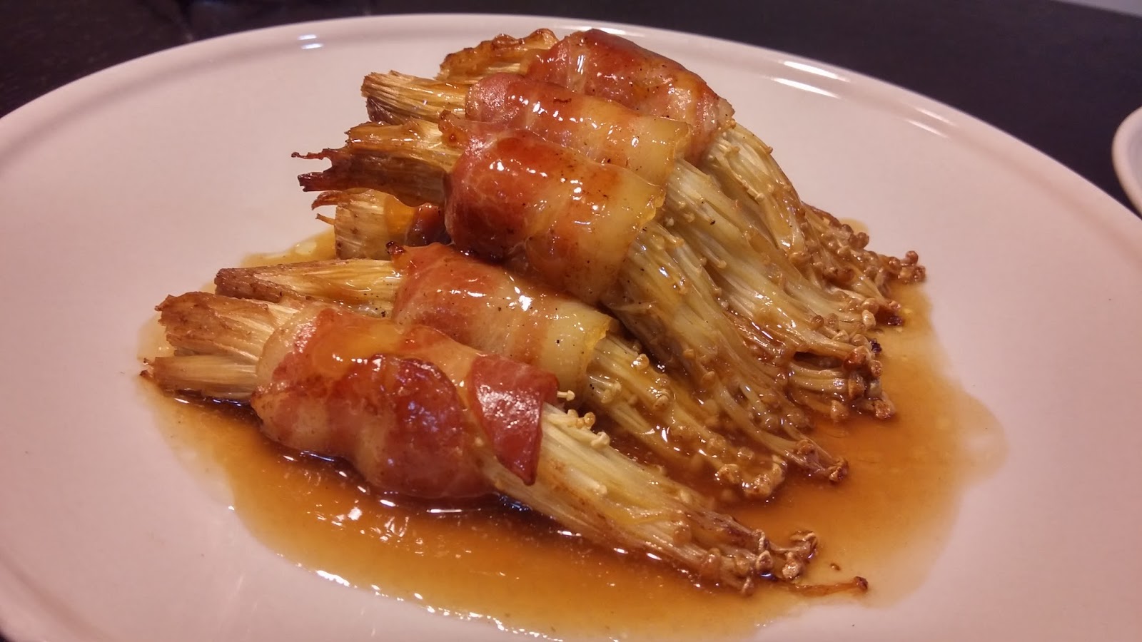 Food experiments my tiny kitchen Enoki bacon maki