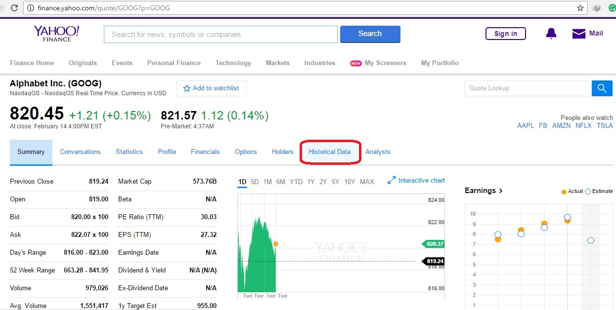 How to download Stock market data (.csv)