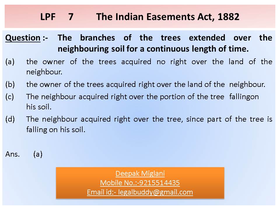 Legal Point The Indian Easements Act, 1882