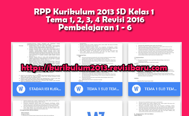 RPP Kurikulum 2013 SD Kelas 1 Tema 1, 2, 3, 4 Revisi 2016 RPP Kurikulum 2013 SD Kelas 1 Tema 1, 2, 3, 4 Revisi 2016