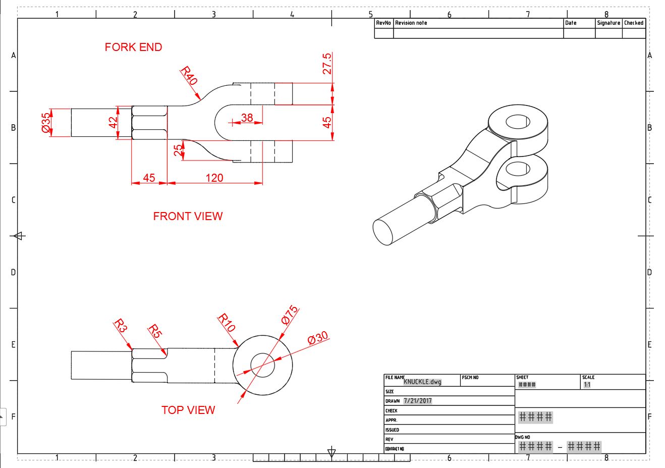 AUTOCAD NETWORK Knuckle Joint in AutoCAD (mechanical)