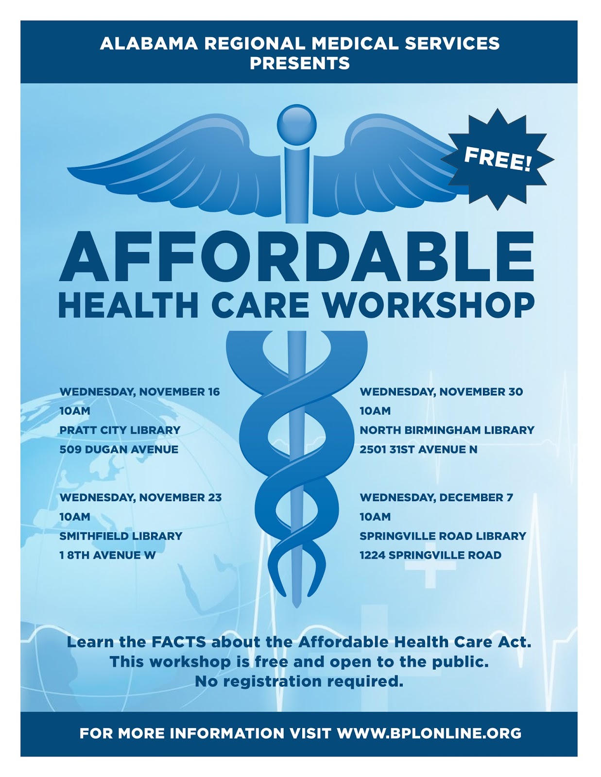 Birmingham Public Library: Free Affordable Health Care Workshops to be