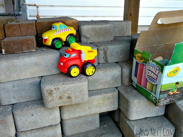Supplies needed for making DIY outdoor play roads for kids