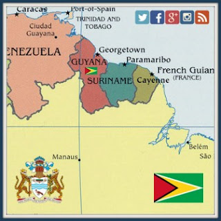 Guyanese flag with Guyana map