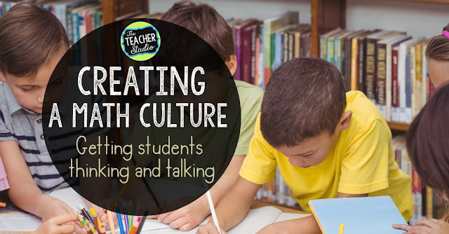 Creating a classroom culture where math talk and discourse is prevalent takes work! Check this post for tips on incorporating more math talk, growth mindset, and other culture-building pieces to help students learn and talk math! third grade math, fourth grade math, collaborative math, accountable talk, math talk, classroom culture, problem solving, back to school, math freebie, accountable talk stems, cooperative groups, math workshop, growth mindset