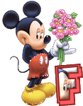 Alfabeto tintineante de Mickey con ramo de flores F.