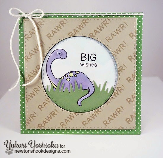 Big Wishes Dinosaur Card by Yukari Yoshioka | Prehistoric Pals stamp set by Newton's Nook Designs