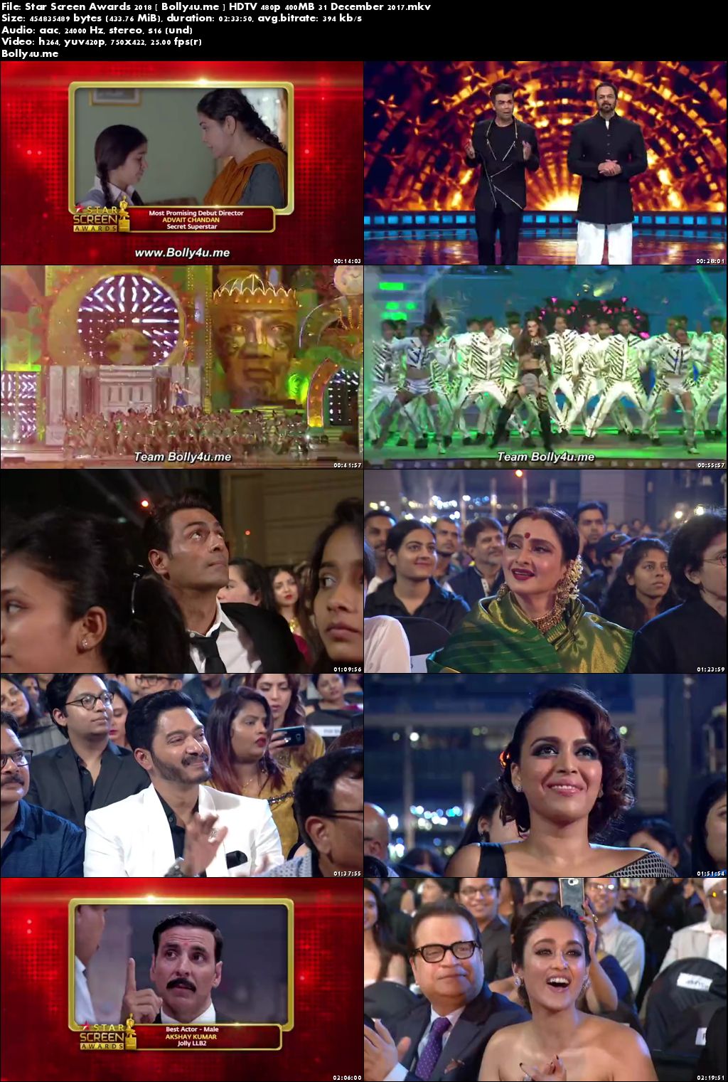 Star Screen Awards 2018 HDTV 480p 400MB 31 December 2017 Download