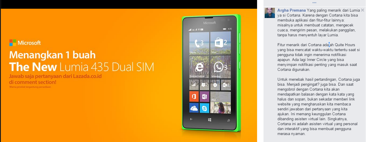 Pemenang Kuis Lazada Berhadiah Microsoft Lumia 435 Dual SIM