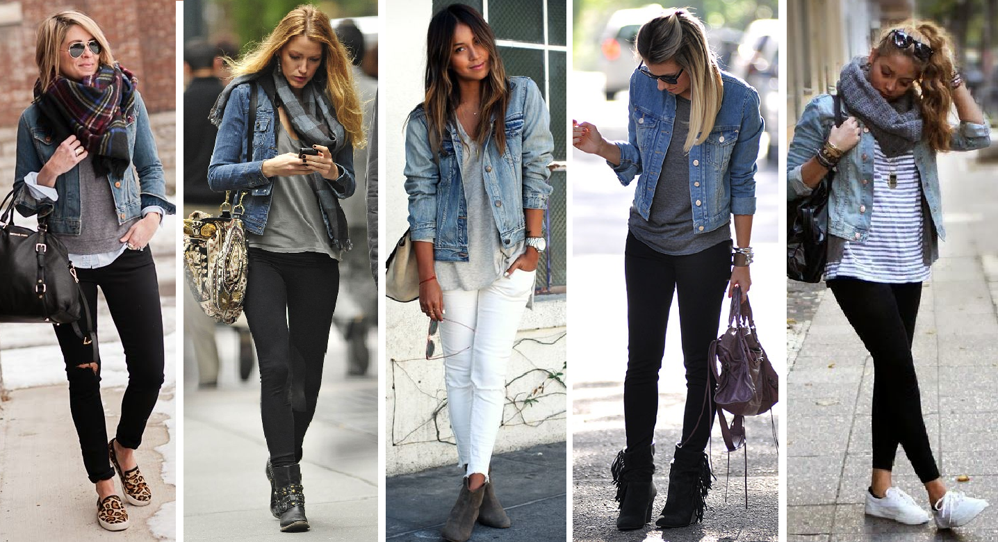 jaqueta jeans com lenço