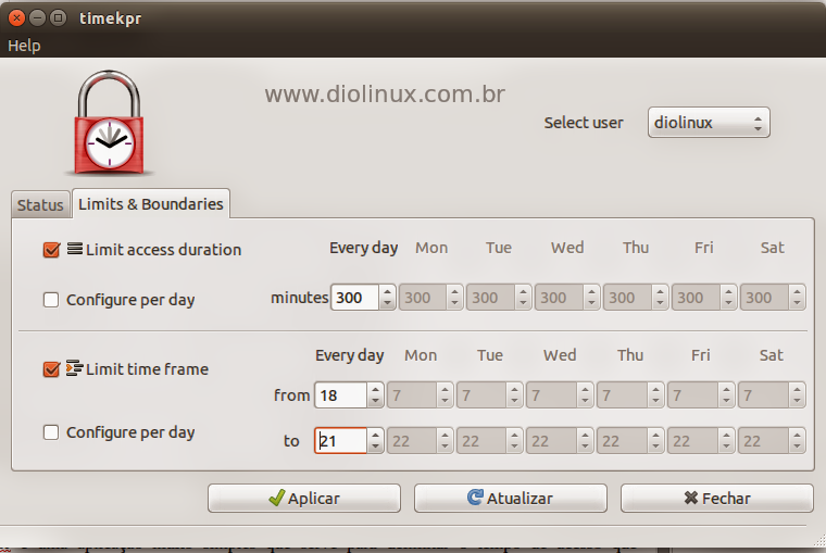 Timekpr Controle dos Pais para Ubuntu Diolinux
