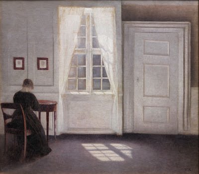 Une chambre dans la maison de l'artiste à Strandgade, Copenhague, avec l'épouse de l'artiste, Vilhelm Hammershøi