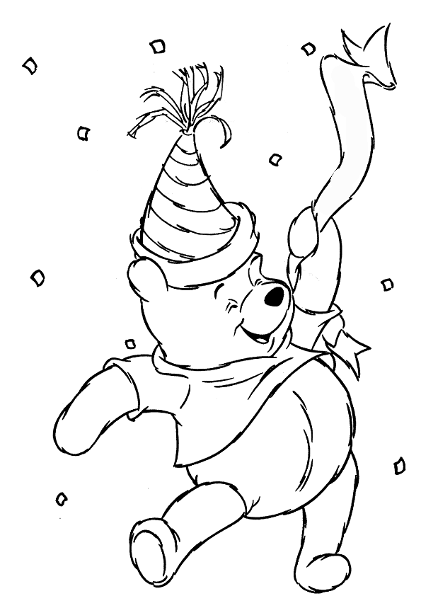 Winnie The Pooh Birthday Coloring Pages Kids Coloring Pages