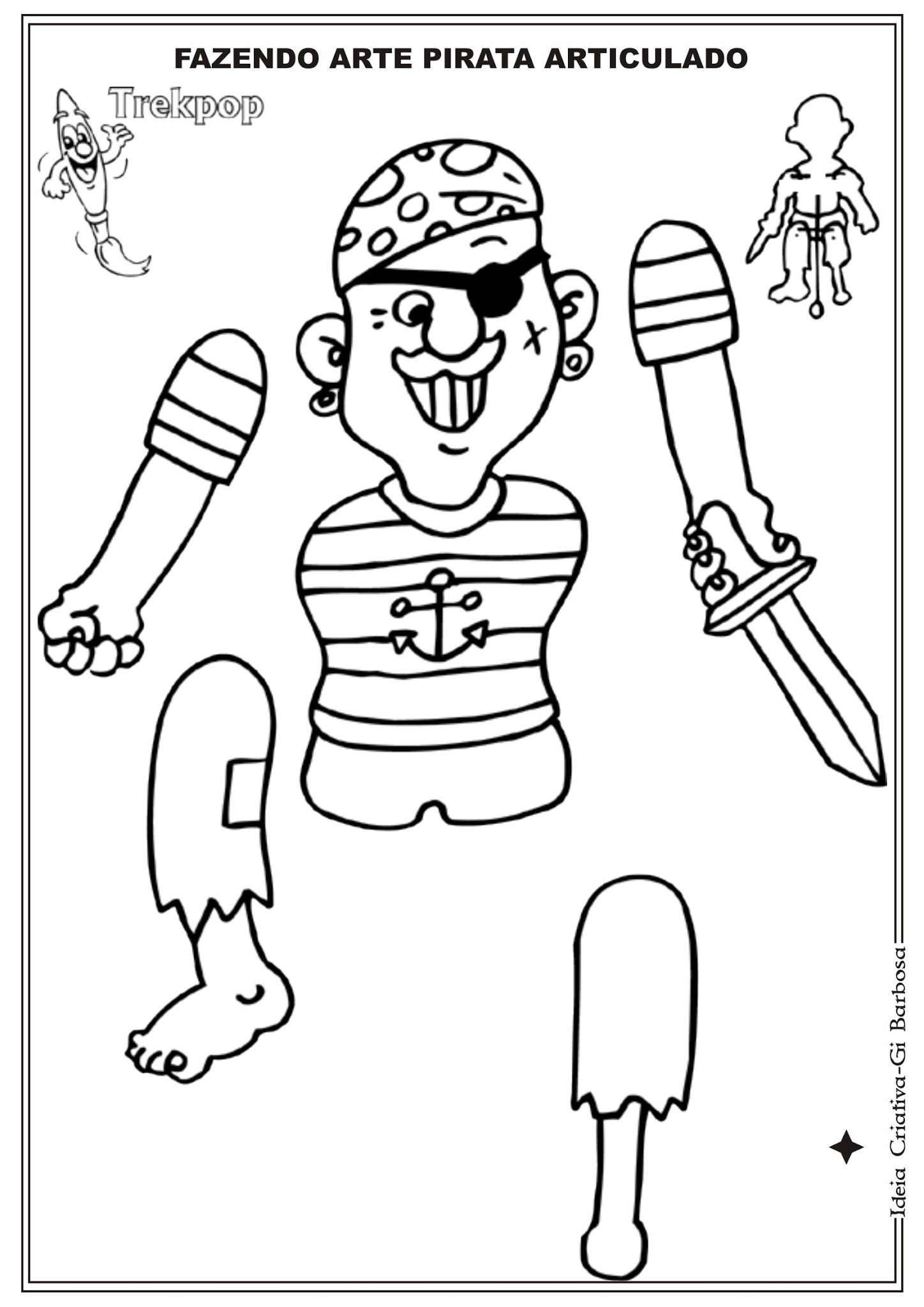 Jogo de educação para crianças, página para colorir de bonito desenho  animado, capitão pirata, arte de linha, planilha de pirata para impressão