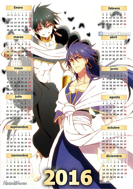 calendario 2016 anime magi