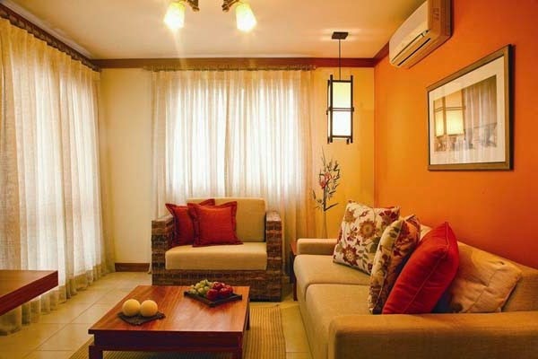 Modern orange color in the living room?