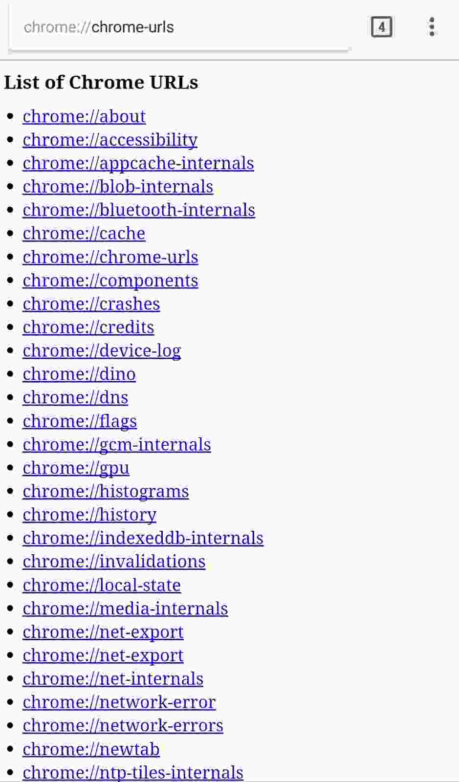 Chrome Flags - chrome://chrome-urls