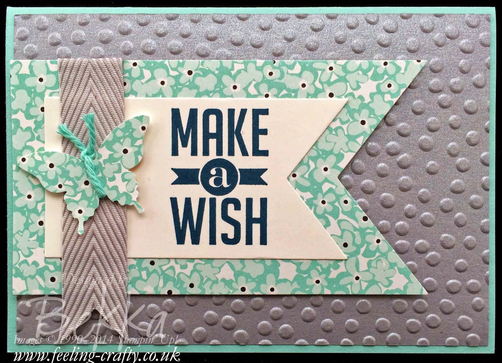 Perfect Pennants Sale-a-Bration Card by UK Stampin' Up Demo Bekka Prideaux - check out the details here