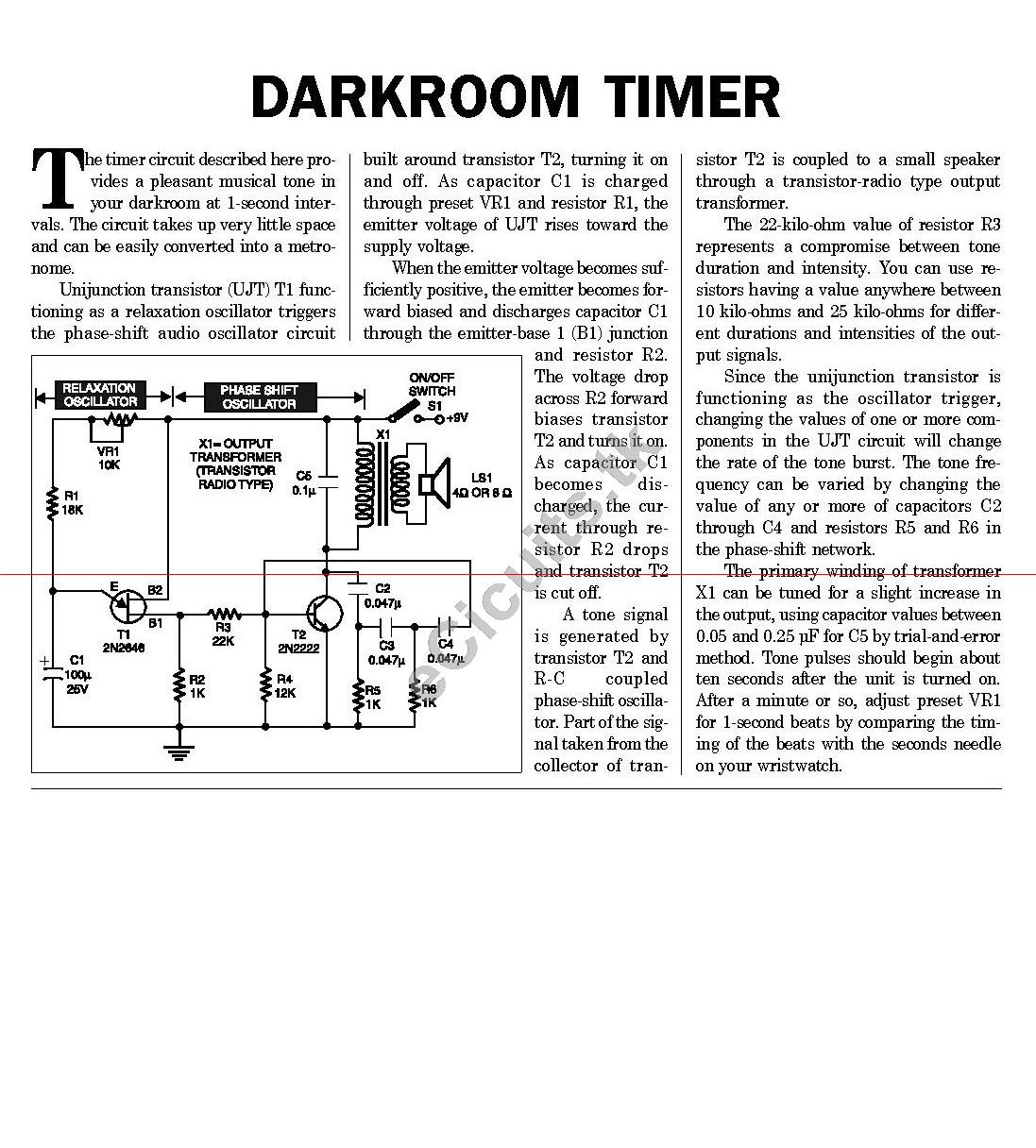 Darkroom Timer Electronics Circuits For You