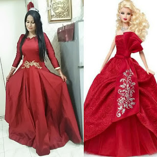 red barbie gown