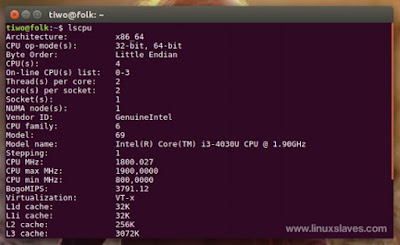 lscpu get hardware info on terminal Linux