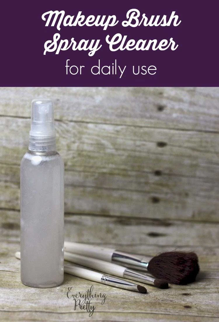 Get your brushes clean with this dyi makeup brush cleaner.  This easy makeup brush cleaner diy spray is easy to make.  Use this homemade makeup brush cleaner every day after you use your brushes.  If you need a natural makeup brush cleaner, this is a great one.  Brush cleaner diy makeup helps keep your brushes clean so you don’t have breakouts by transferring bacteria.  Using a makeup brush cleaner homemade can even help reduce acne.  #makeup #makeupbrush #cleaner #beauty #makeupbrushcleaner #diy #diybeauty