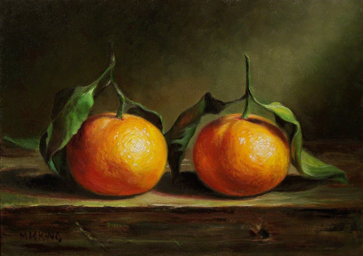 Small Oil Paintings Two Mandarin Oranges SOLD
