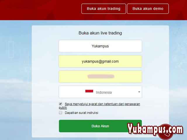 Cara daftar di instaforex