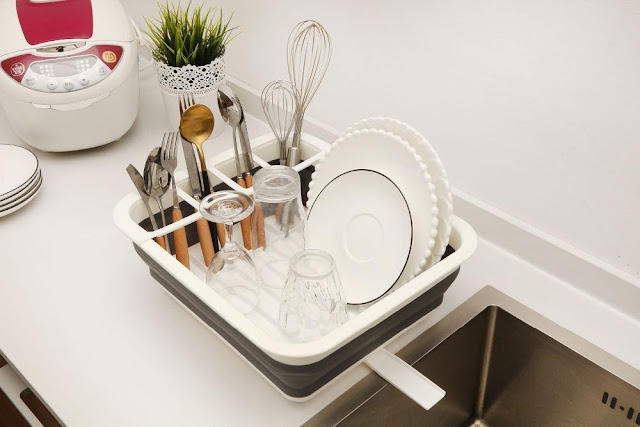 Collapsible Clean Dish Rack Draining Organizer