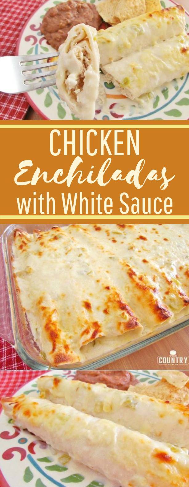 Creamy Chicken Enchiladas with White Sauce #dinner #chicken