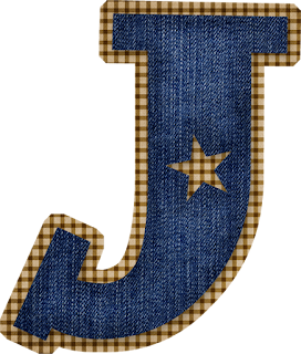 Abecedario en Tela de Jeans con Estrellas Vaqueras. Jeans Alphabet with Cowboy Stars.