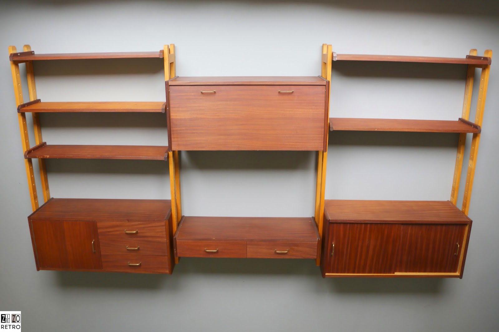 System Kast Vintage retro wandsysteem kast (Wall unit system) van Simpla Lux uit de ...