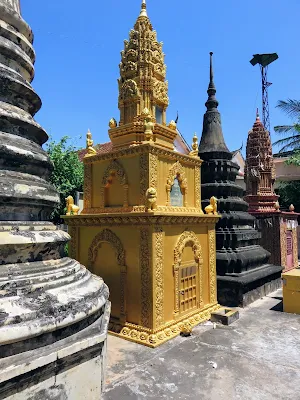 Golden monuments at Wat Damnak in Siem Reap Cambodia