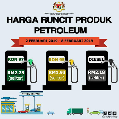 Penetapan Harga Runcit Produk Petroleum Secara Mingguan (2 Februari 2019 - 8 Februari 2019) Berdasarkan Harga Yang Dikeluarkan Oleh Kementerian Kewangan Malaysia (MOF)