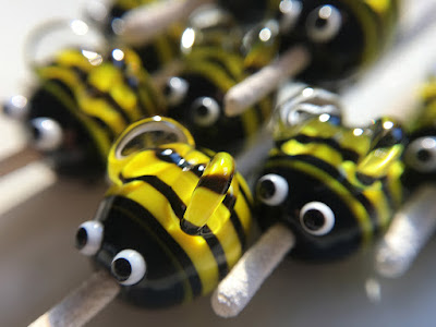 Lampwork glass 'Bumblebead' beads by Laura Sparling