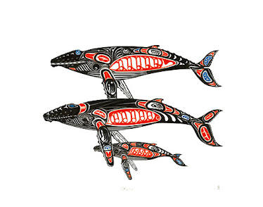 # 008 'Ohana' (Whale Family) w/o water background- 22"x28"
