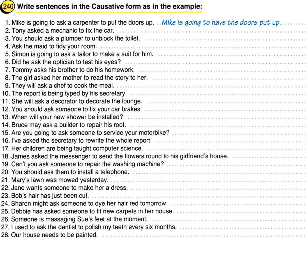 Tasks on Causative for 3A4 