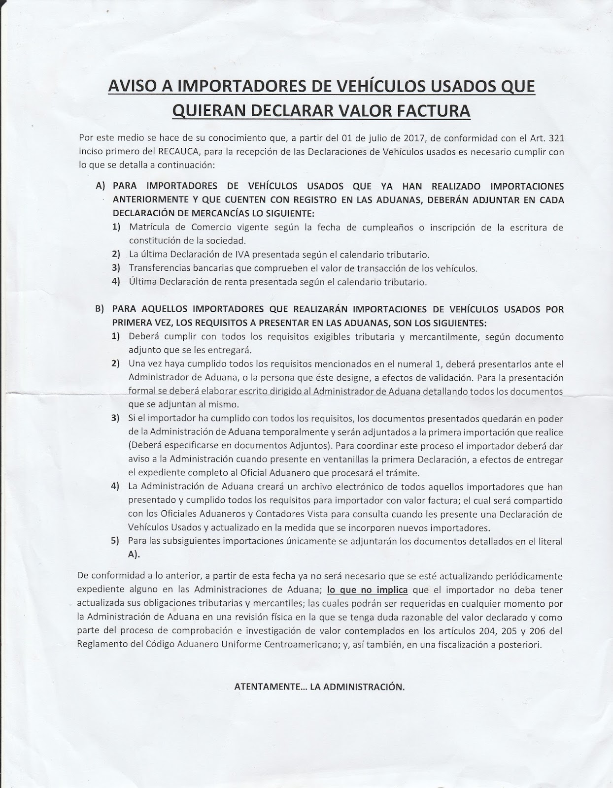 Importar y Exporta El Salvador AVISO