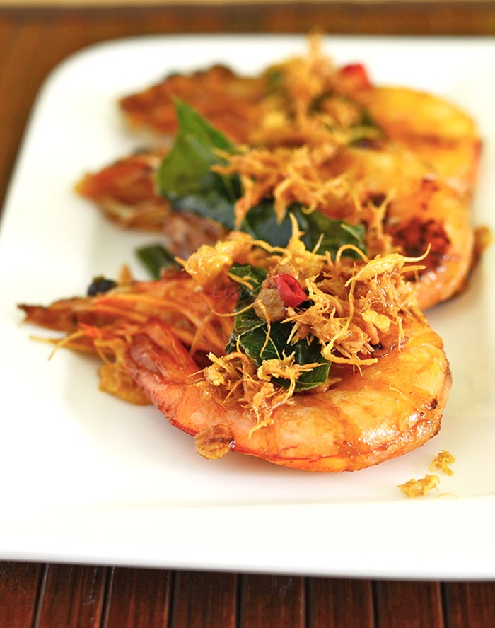 Pandan Buttered Prawns with Egg Floss Lisa's Lemony Kitchen