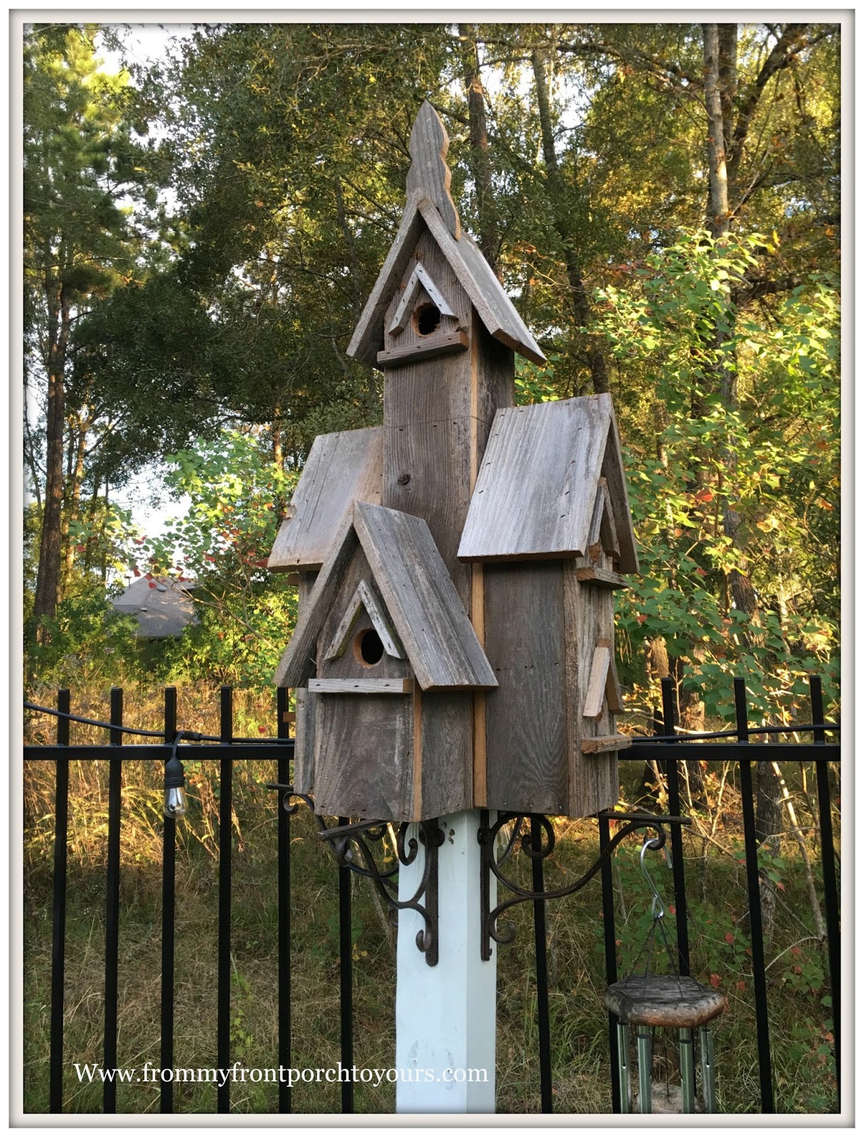 From My Front Porch To Yours Recycled Wood Birdhouse & DIY Stand